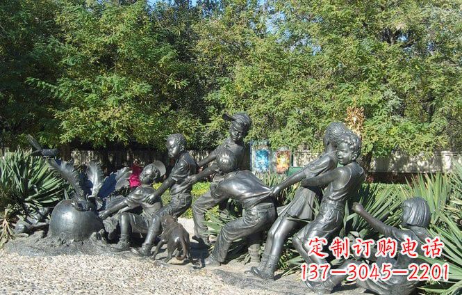 常州铜雕萝卜儿童拔萝卜雕塑
