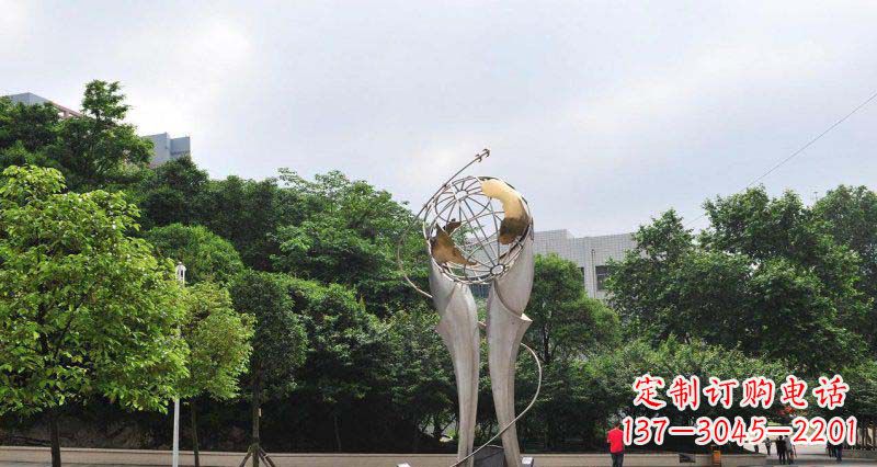 常州中领雕塑精致大气的不锈钢地球雕塑