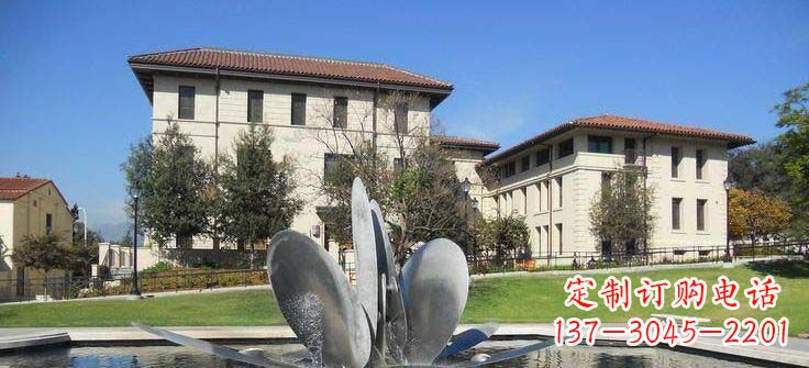 常州抽象花朵不锈钢喷泉雕塑