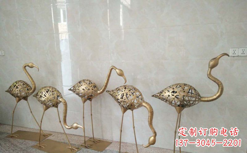 常州不锈钢抽象火烈鸟动物雕塑