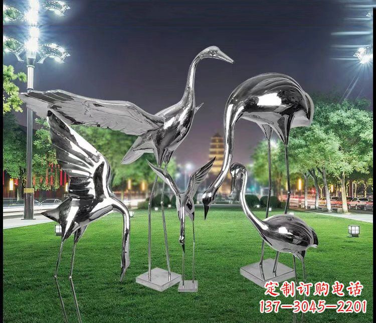 常州大型不锈钢仙鹤雕塑