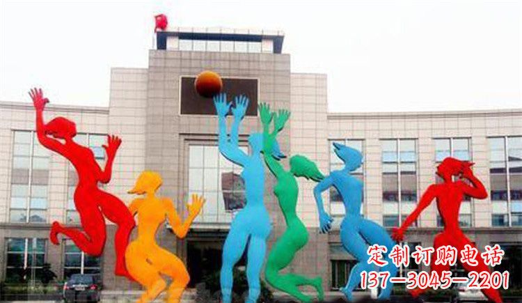 常州激情运动的写照不锈钢女孩打篮球雕塑