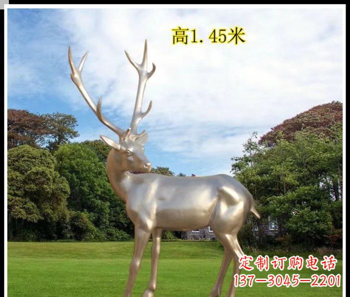 常州高端室外不锈钢巨型动物鹿雕塑