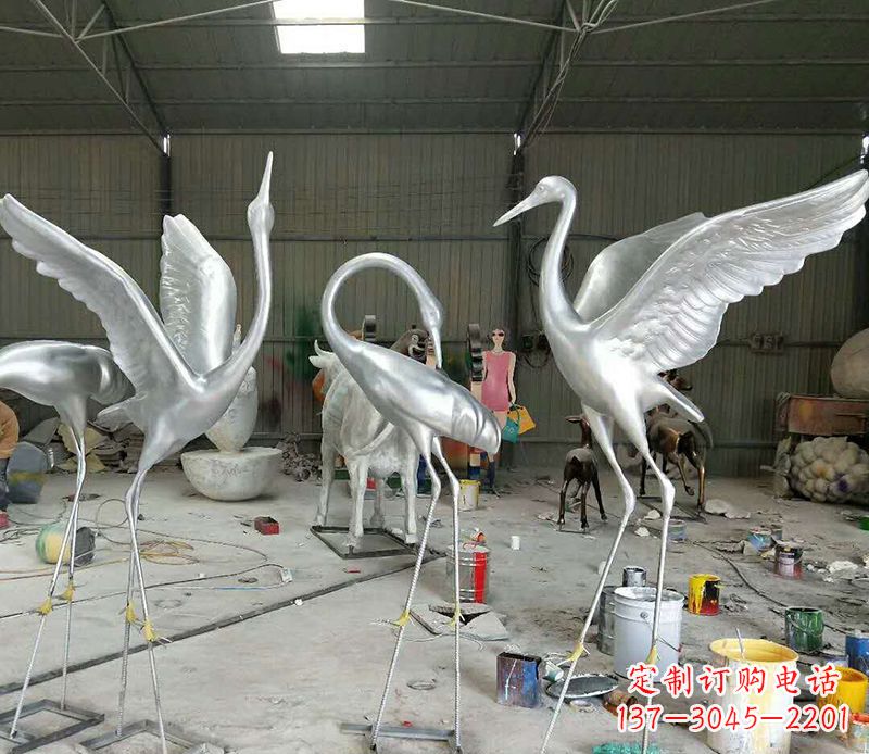 常州艺术雕刻仙鹤不锈钢雕塑