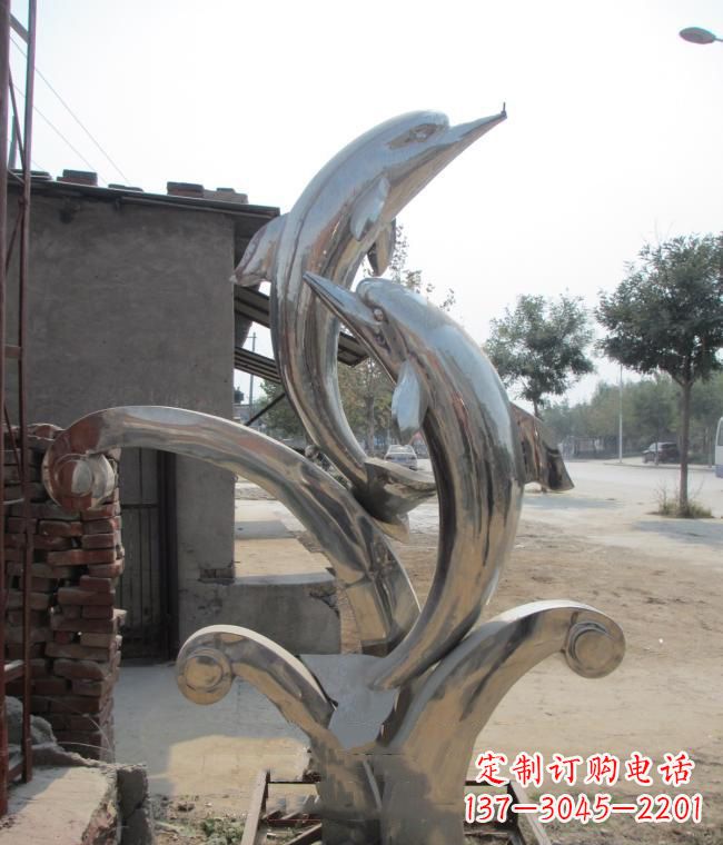 常州倾情展示——室外可靠不锈钢海豚雕塑