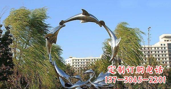 常州华丽精致的不锈钢海豚雕塑