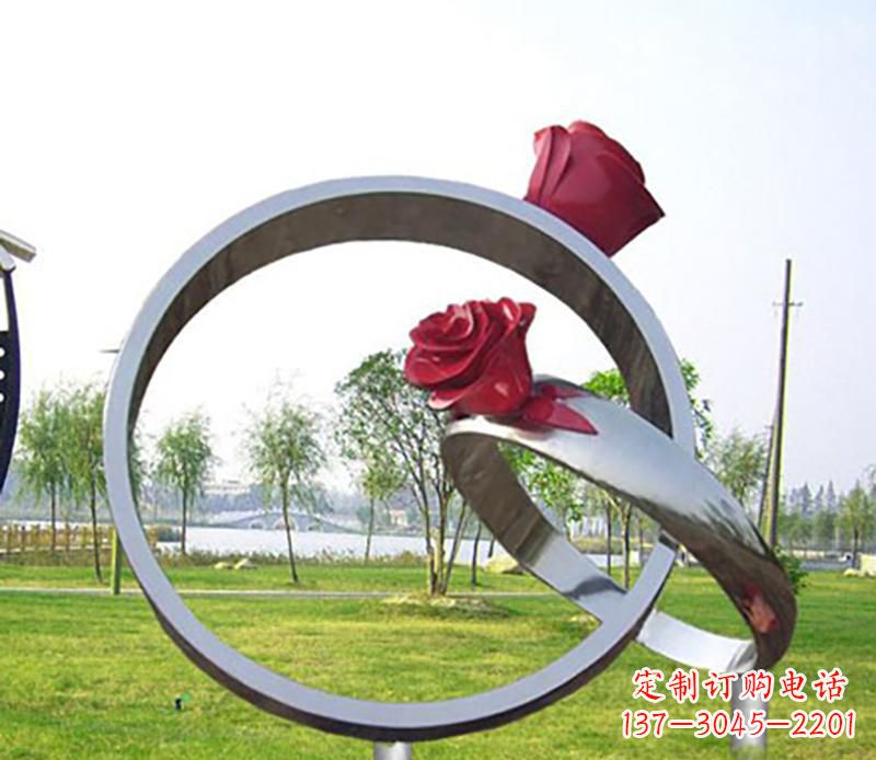 常州不锈钢景观婚戒雕塑