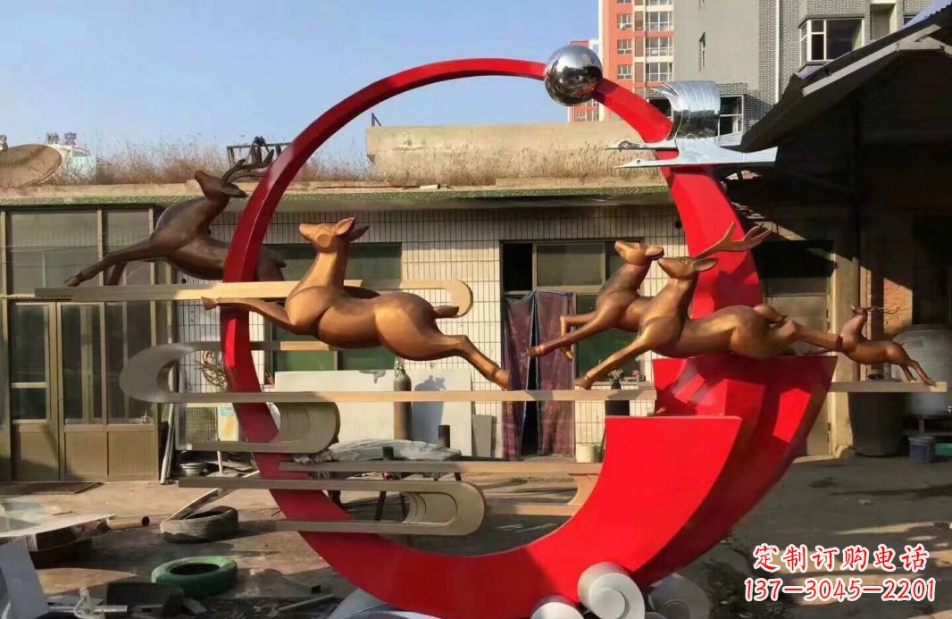 常州高端不锈钢梅花鹿雕塑