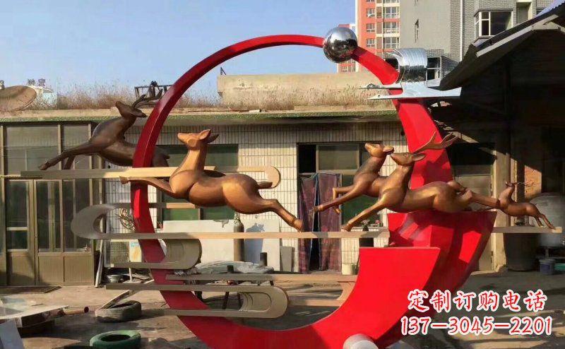 常州梅花鹿不锈钢雕塑引人瞩目的审美观赏
