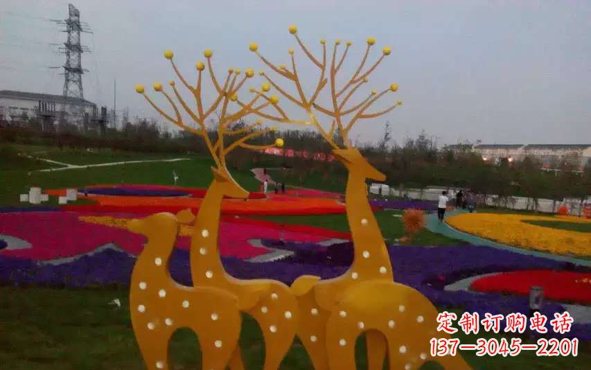 常州不锈钢美陈动物鹿雕塑