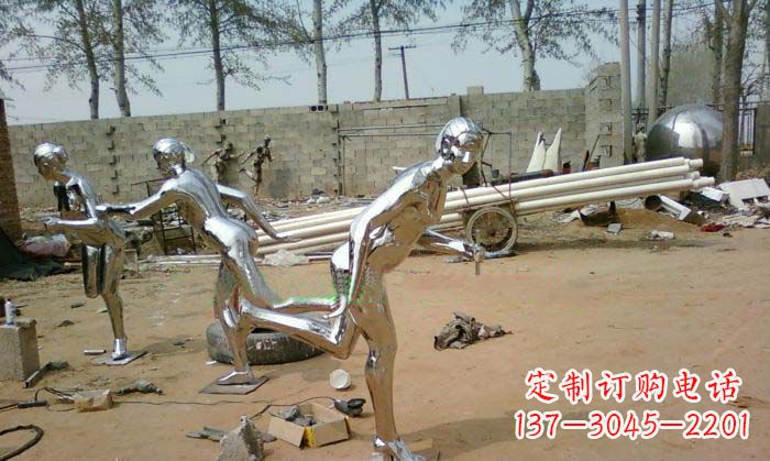 常州精致美丽的不锈钢跑步女孩雕塑