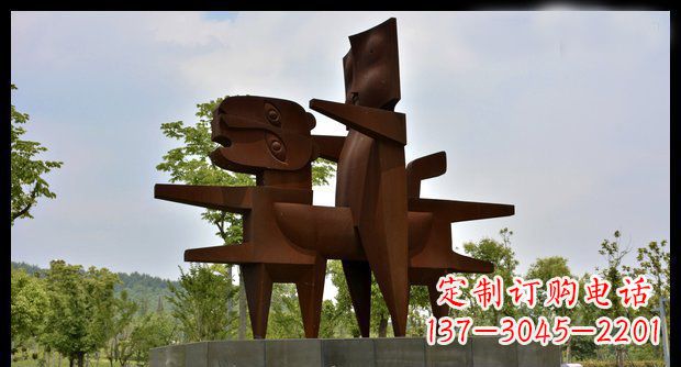 常州不锈钢人骑老虎雕塑