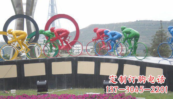 常州品味传统,扬帆未来——不锈钢骑自行车雕塑