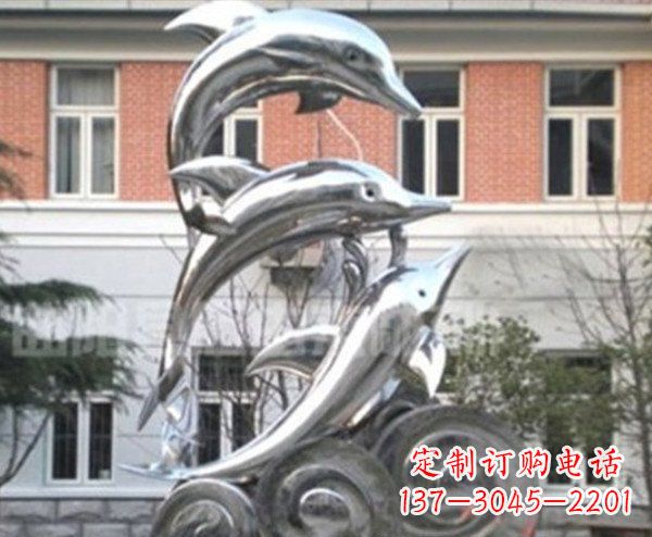 常州跳跃海豚海浪不锈钢雕塑