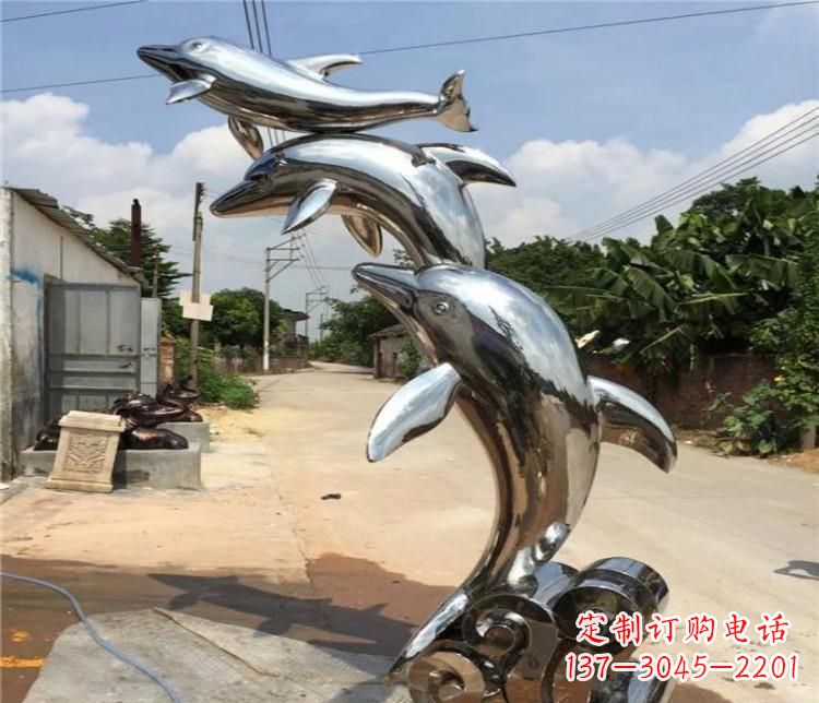 常州冲浪海豚不锈钢雕塑