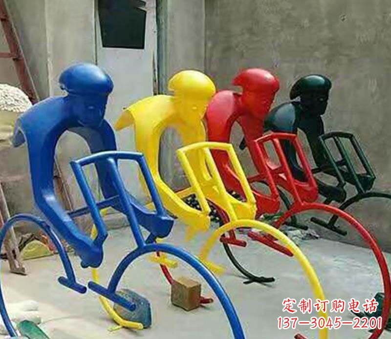常州不锈钢自行车运动人物景观雕塑
