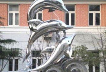 常州跳跃海豚海浪不锈钢雕塑