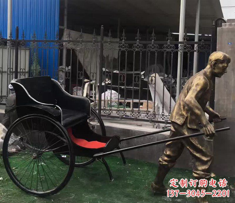 常州欣赏精美的手工雕刻车夫青铜雕塑