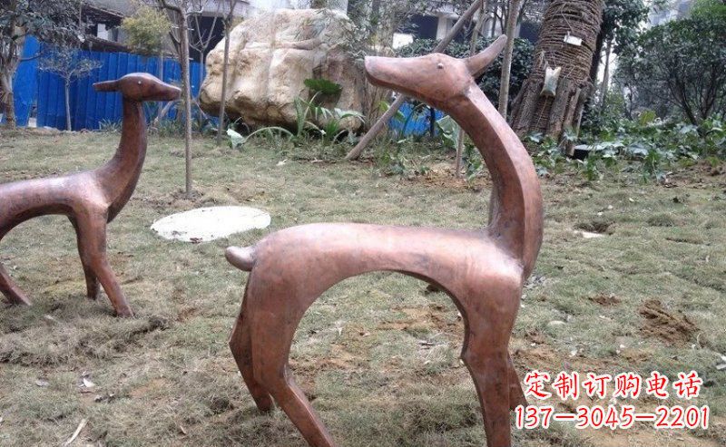 常州公园抽象小鹿动物铜雕