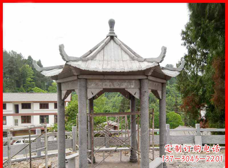 常州精美大理石六角石凉亭雕塑