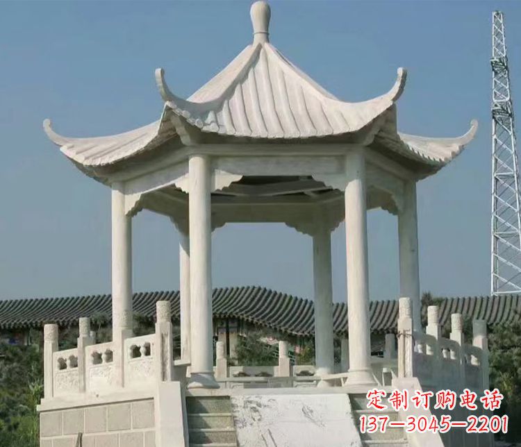 常州极具视觉冲击力的大理石六角石凉亭雕塑