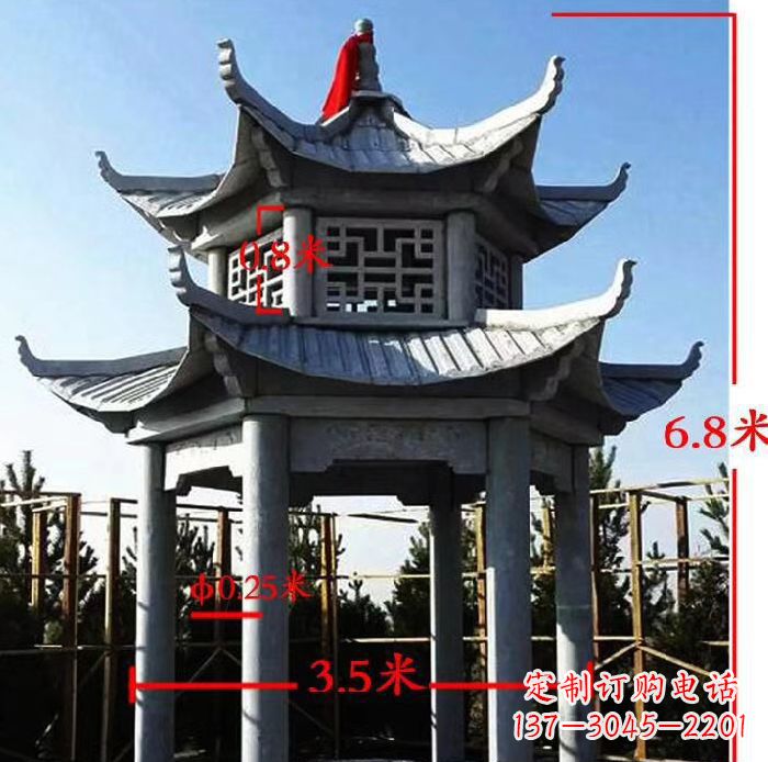 常州杰出的大理石六角石双层凉亭雕塑