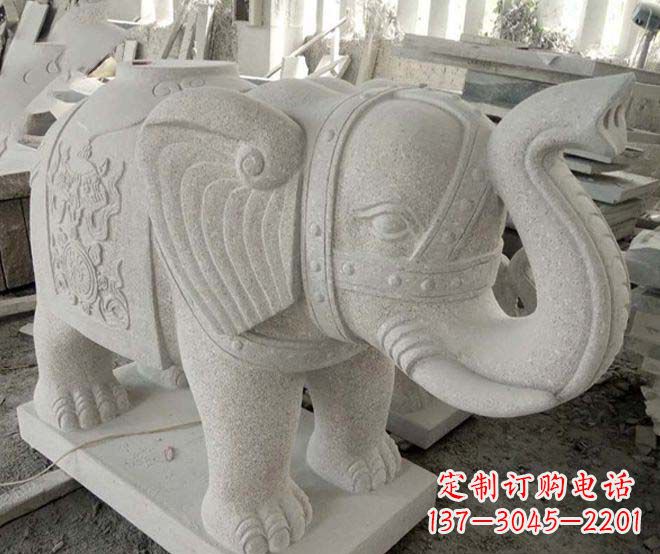 常州公园动物大理石大象石雕 (3)