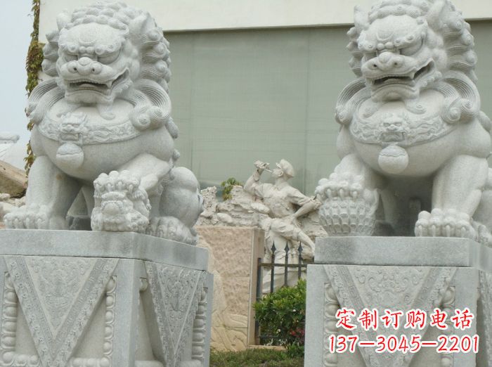 常州公园动物大理石狮子石雕 (5)