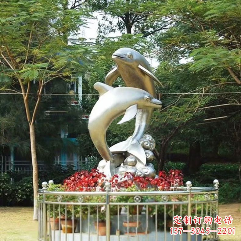 常州公园动物海豚不锈钢景观雕塑
