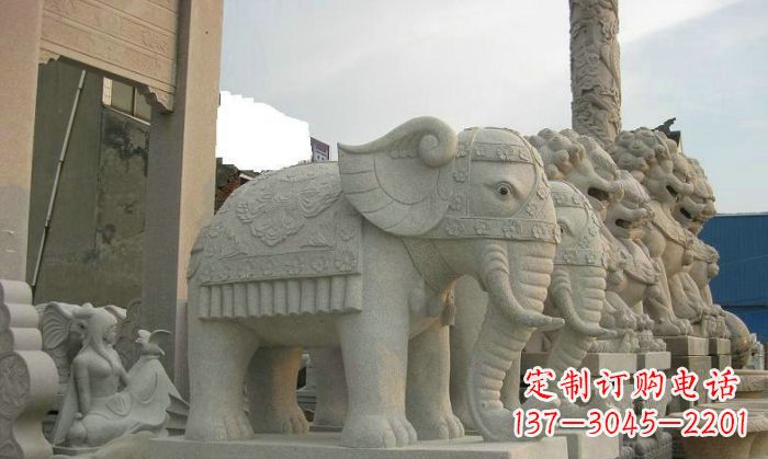 常州公园动物招财大象石雕 (2)