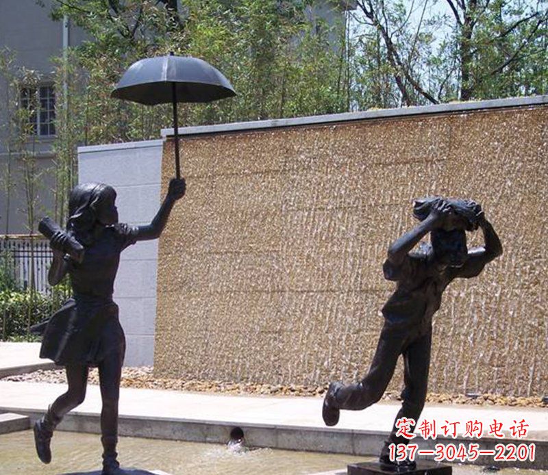 常州抗风雨小男孩铜雕