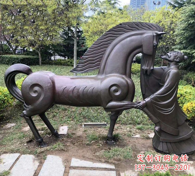 常州公园古代名人伯乐相马铜雕