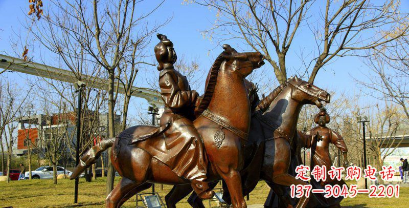 常州公园古代女人骑马景观铜雕