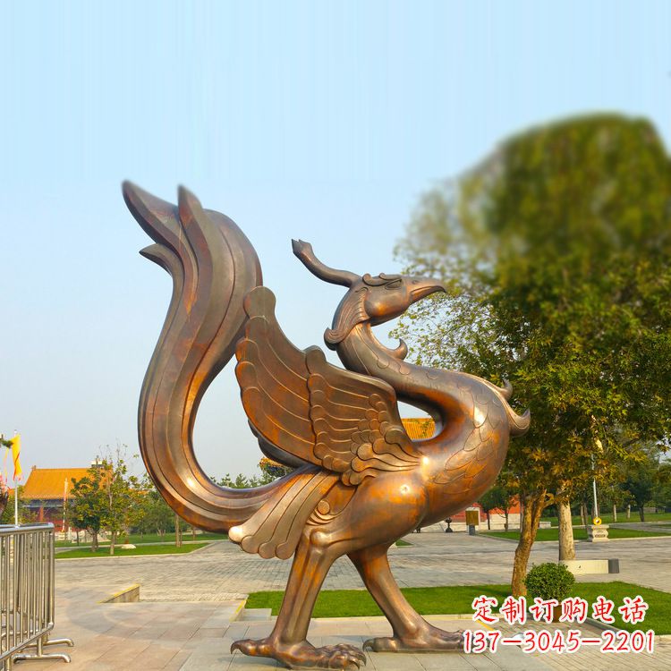 常州纯铜铸造的四灵之朱雀雕塑