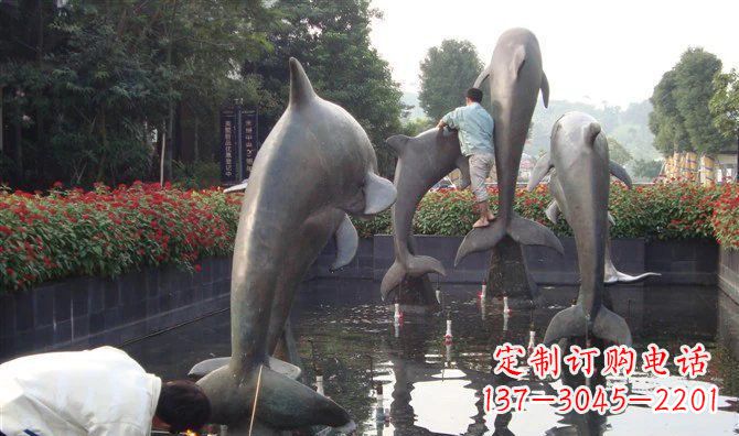 常州公园海豚动物铜雕