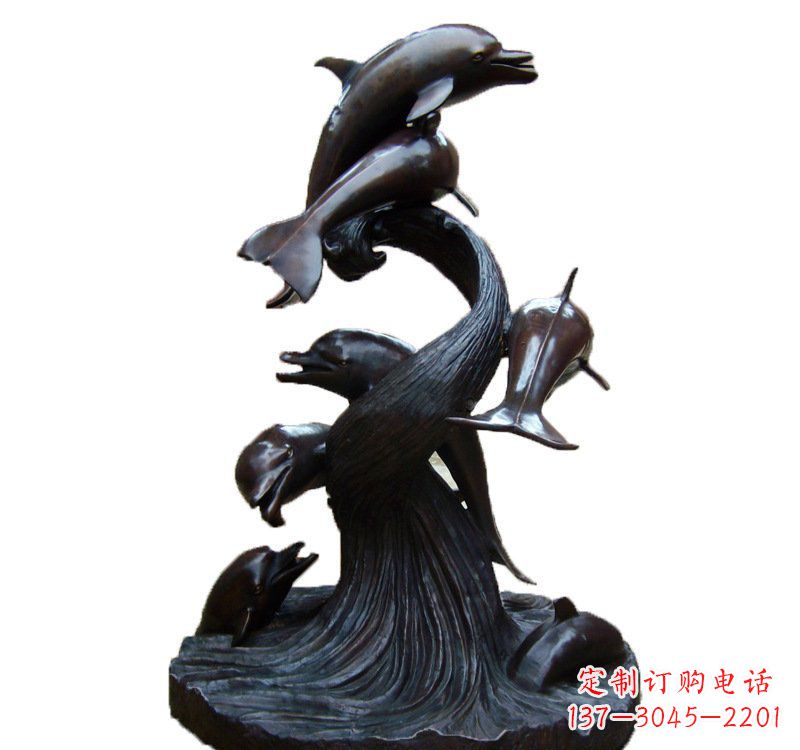 常州公园海豚喷泉铜雕