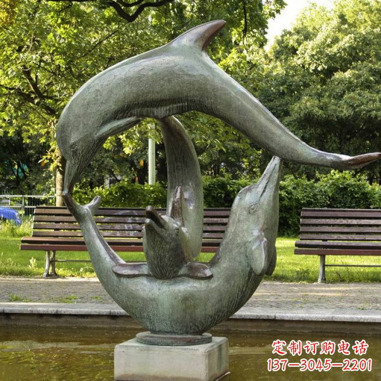 常州公园海豚水景景观铜雕喷泉