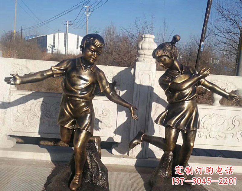 常州新颖花篮儿童铜雕