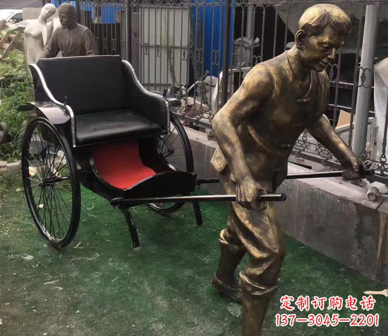 常州精美铜雕车夫人物雕塑