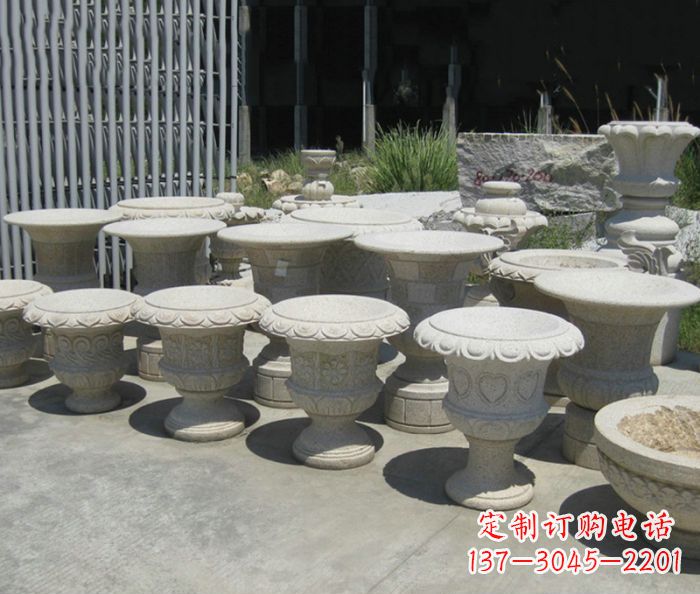 常州大理石花盆石雕艺术品