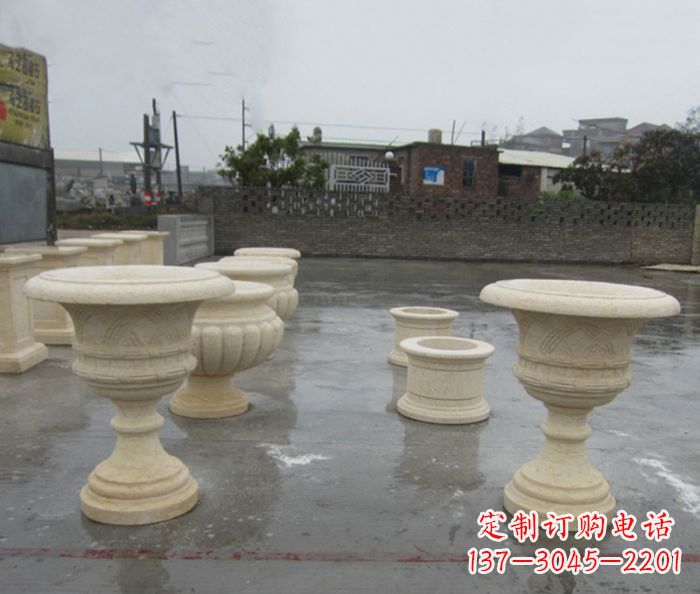 常州完美绽放——大理石花盆石雕
