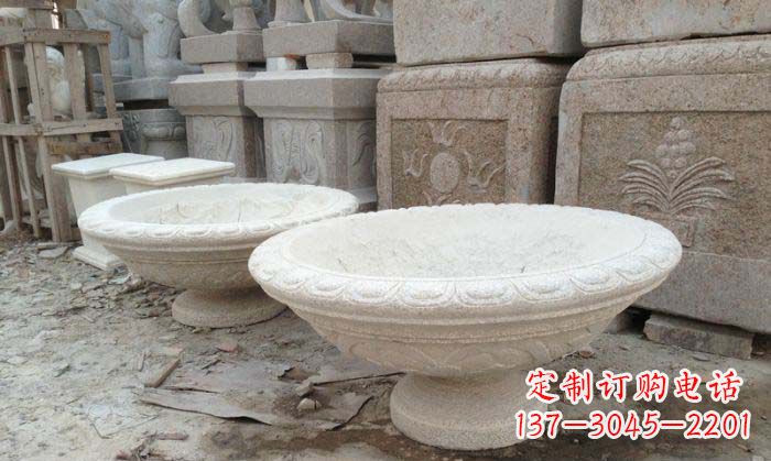 常州细腻雅致的大理石花盆石雕