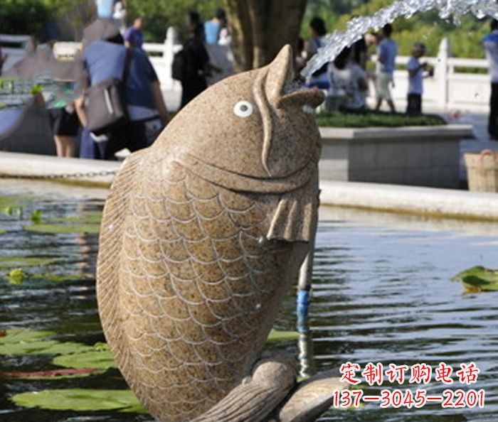 常州大理石鲤鱼喷泉石雕