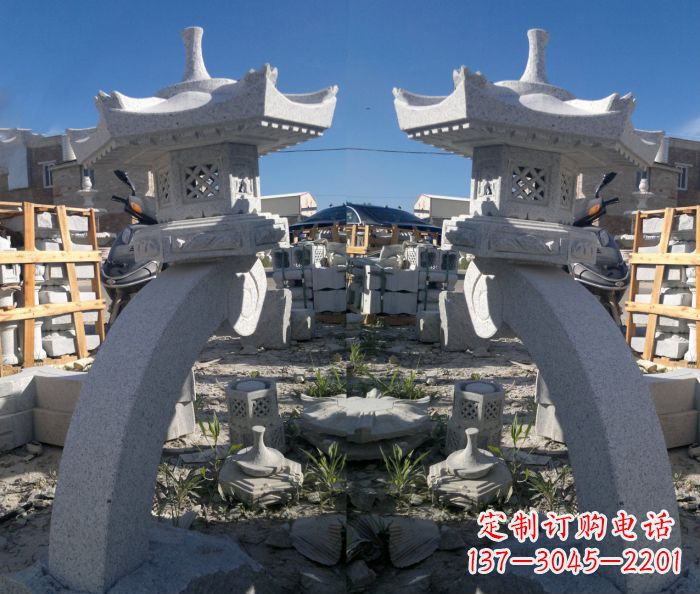常州精美大理石镂空石灯雕塑