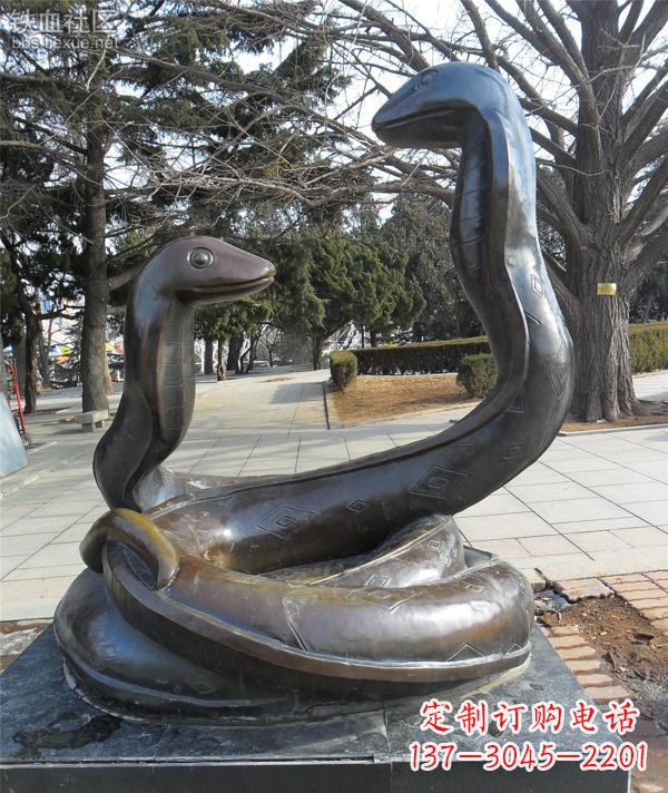 常州公园景观动物蛇铜雕