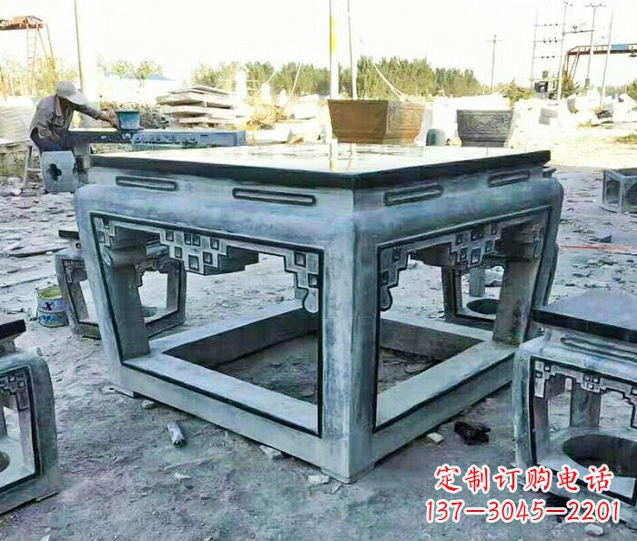 常州公园景观方形石桌凳