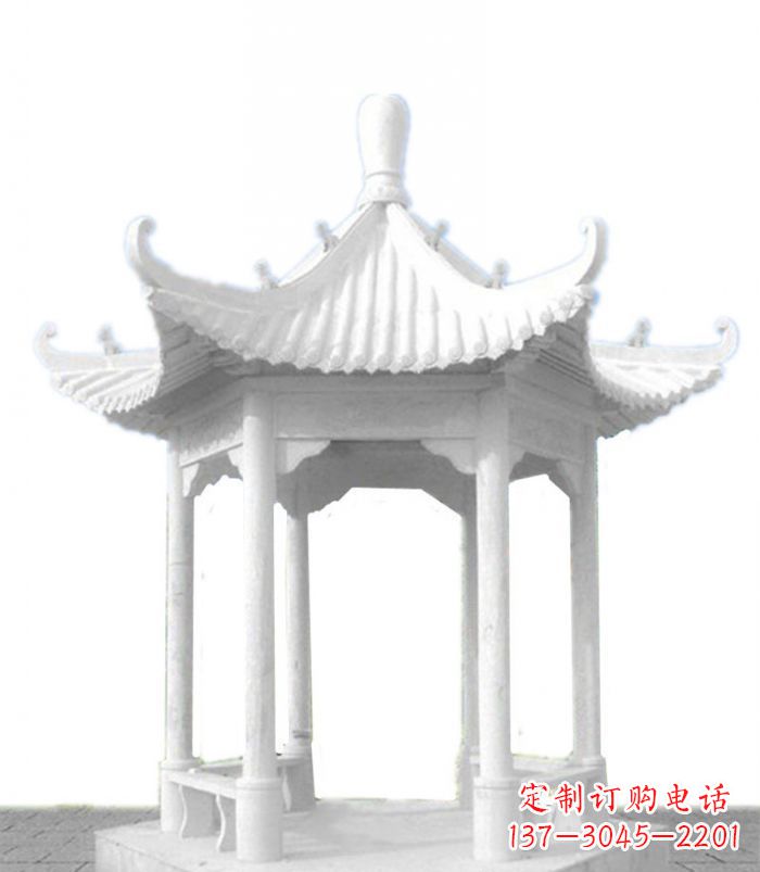 常州公园景观汉白玉石雕凉亭 (2)