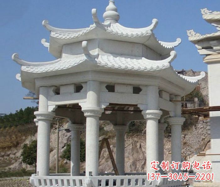 常州公园景观汉白玉石雕凉亭