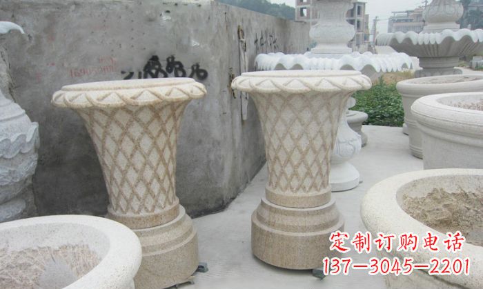 常州花篮式石雕镂空花盆