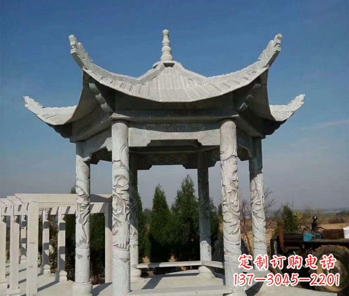 常州公园景观六角凉亭石雕